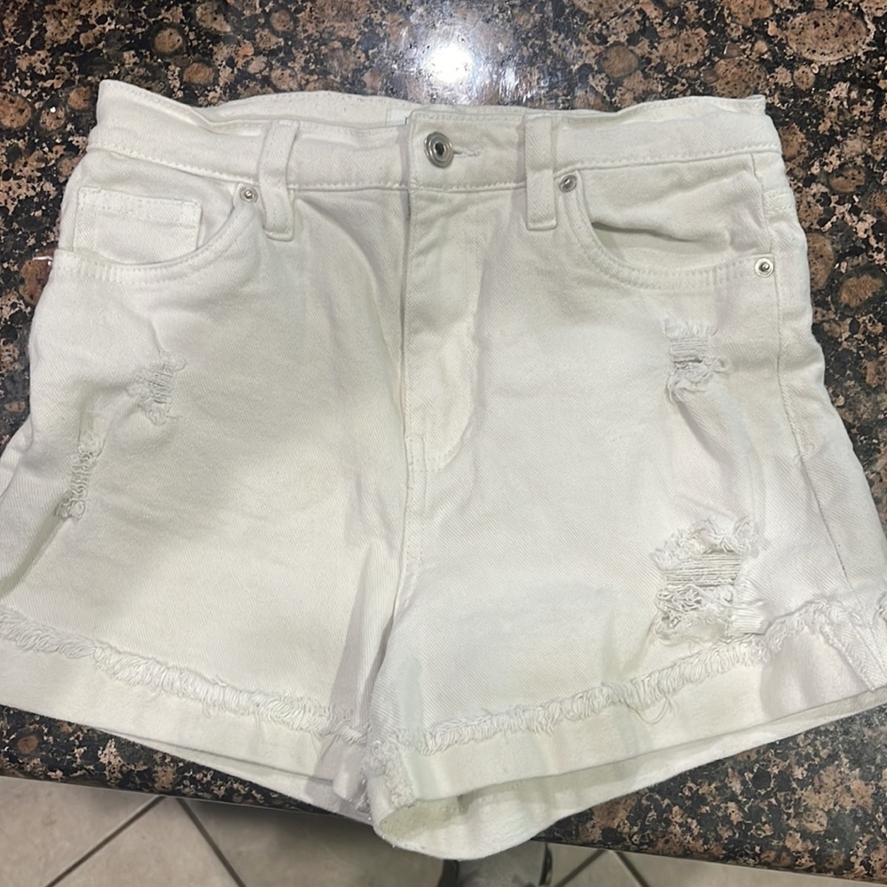 White ripped shorts in soft denim